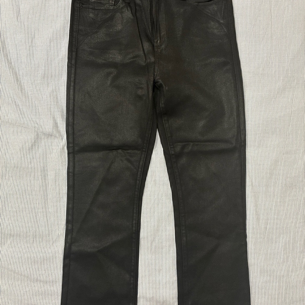 Paige Jeans Womens 32 Black Coated Denim Cindy Straight Stretch